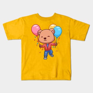 Birthday Bear Cute Cartoon Kids T-Shirt